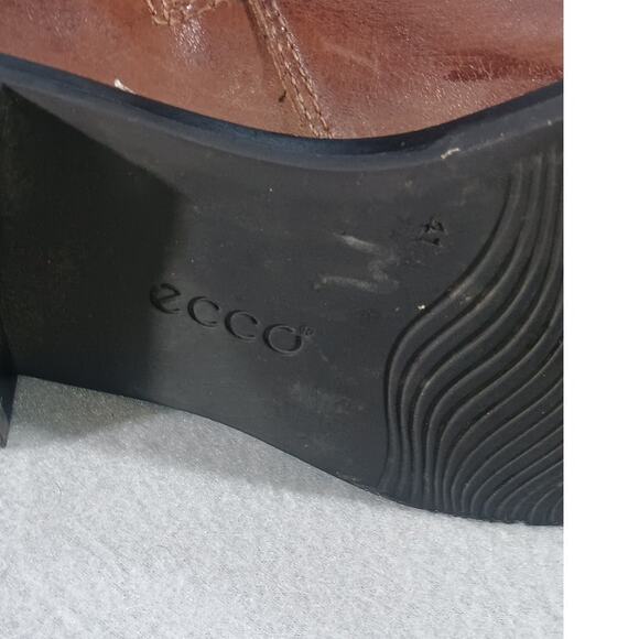 ECCO Women’s Brown Leather Tall Riding Boots Buckle Strap Equestrian Size 41 - Picture 6 of 8